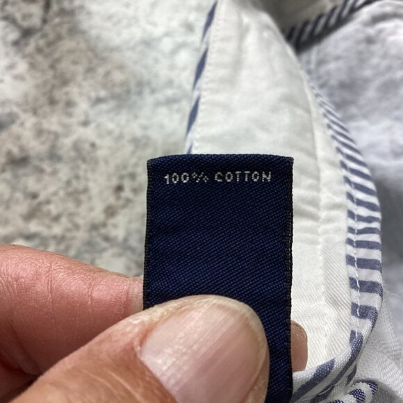 Lands' End Pants Midrise Slim Leg Ankle High Seersucker Women's Sz 6 Blue White - Picture 3 of 7